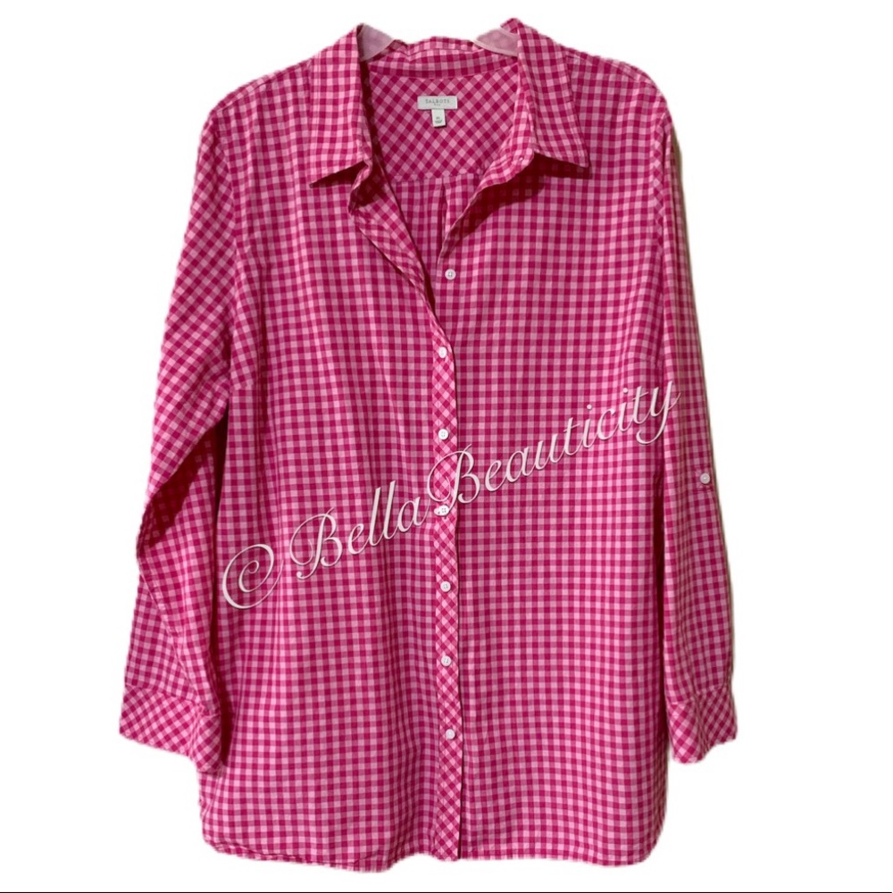 Talbots Checkered Button Down Blouse XL preowned